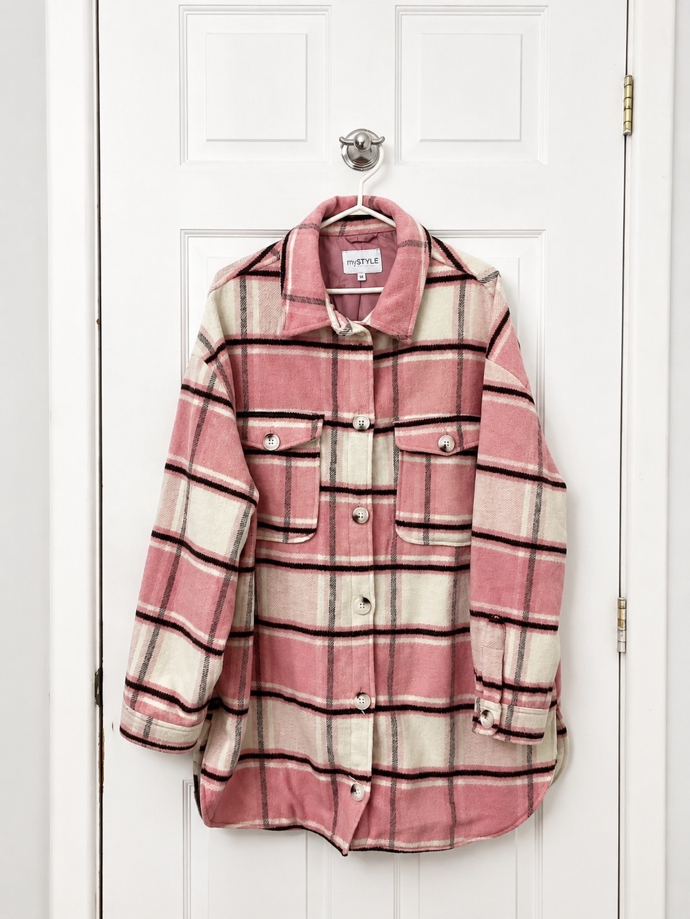 Pink Plaid Lined Shacket